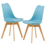2 chaises tulipes salle � manger scandinaves bm home salle de bureau pieds en bois de h�tre massif bleues ...