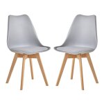 2 chaises tulipes salle � manger scandinaves bm home salle de bureau pieds en bois de h�tre massif couleur ...