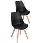 2 chaises tulipes salle � manger scandinaves bm home salle de bureau pieds en bois de h�tre massif noirs ...