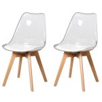 2 chaises tulipes salle � manger scandinaves bm home salle de bureau pieds bois de h�tre massif transparente ...
