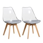 2 chaises tulipes salle � manger scandinaves bm home salle de bureau pieds en bois de h�tre massif transparent ...