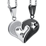 2 colliers pendentif coeur � s�parer inscrit i love you pour couple nouveaut�.