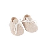 2 contenants effet lin chaussures b�b� 8. 5x4. 5cm beige ivoire cr�me �cru naturel taupe