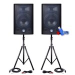 2 enceintes passives 600w 30cm + pieds - cbles + cl usb 32go