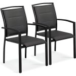 Lot de 2 fauteuils en aluminium noirs - oviala