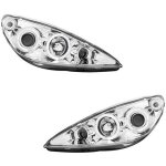2 feux phare avant angel eyes chrome electrique peugeot 307 phase 1 de 2001 a 06 / 2005