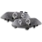 2 feux phare avant noir angel eyes led renault megane 2 de 2002 a 12 / 2005