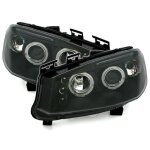 2 feux phare avant noir angel eyes led pour renault megane 2 de 2002 a 12 / 2005
