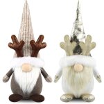 2 gnome de nol deco noel gnome peluche elfe bois de renne dcoration pour maison cuisine (kaki et or) ...
