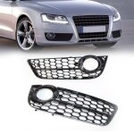 2 grille de parechoc look rs5 noir brillant pour audi a5 de 06 / 2007 a 07 / 2011 sans s line