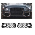 2 grille de parechoc look rs5 noir brillant pour audi a5 s5 de 06 / 2007 a 07 / 2011 s line
