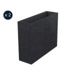 2 jardini�res rectangulaire volcania effet pierre 63 l anthracite - eda