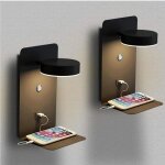 2 pack applique murale int�rieur led avec port usb 12w tricolore dimmable lampe 330� lampe de chevet ...