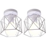 2 pack plafonniers luminaires industrielles vintage lustre suspension e27 blanc en m�tal cage carr� 40w ...