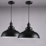 2 packs suspensions vintages lustres abat - jour noir - industrielles plafonniers luminaires en mtal ...