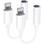 2 packadaptateur lightning vers jack 35 mm adaptateur casque de certification mfi pour iphone s�parateur ...