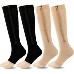 2 paires chaussettes de contention pour femmes et homme avec fermeture �clair 15 - 20 mmhg bas de contention ...