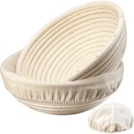 2 paniers banneton - panier de fermentation pour pain - panier rond en osier de 23 cm - doublure en lin ...