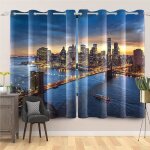 2 panneaux - 60x120cm ville rideau new york vue panoramique rideaux gratte - ciel pont rivi�re coucher ...