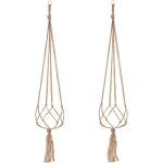 Suspension plante macram - pot suspendu plante - blanc - jute naturel - 105 cm et 88 cm de longueur