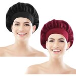 2 pcs bonnet de couchage en satin bonnet de nuit large bande satin lastique bonnet de couchage bonnet ...