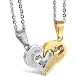 2 pcs collier couple coeur amoureux puzzle collier acier inoxydable pour hommes et femme pendentif collier ...