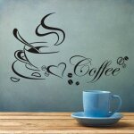 2 pcs distinctif caf tasse  th art sticker mural autocollant amovible diy wall sticker pour caf pub ...