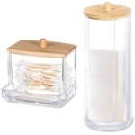 2 pcs distributeur de coton  dmaquiller cotons tiges en acrylique organisateur bote de rangement cosmtique ...