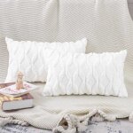 Housses de coussin - luxe - 30 x 50 cm - doux en laine synthtique - blanc - design contemporain