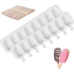 2 pcs moules  sucettes glaces en silicone  8 cavits + 50 btonnets de crme glace