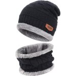 2 - pcs noir ensemble echarpe pour bonnet dhiver - chapeau en tricot chaud et foulard épaisse calotte ... 2 - pcs noir ensemble echarpe pour bonnet dhiver - chapeau en tricot chaud et foulard épaisse calotte ...