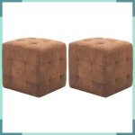 2 pcs poufs marron 30 x 30 x 30 cm similicuir daim - fhe278382