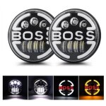 2 phares avant � led rond 65w 12v 24v 7 pouces 6500 lm feux de route croisement diurne drl boss blanc ...