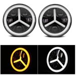 2 phares avant � led rond 75w 12v 24v 7 pouces 7000 lm feux de route croisement diurne drl blanc / ambre ...