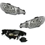 2 phare avant peugeot 206 crystal h7 h7