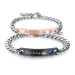 2 pice acier inoxydable bracelet lien poignet argent noir rose gourmette chaine hommefemme couple amoureux ...