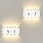 2 pi�ces applique murale led 8 w avec d�tecteur de mouvement pour ext�rieur / int�rieur blanc chaud 3000 ...