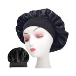 Bonnet de nuit - non spcifi - 2 pices - satin noir - lastique - doux et respirant
