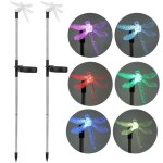 2 pi�ces - ensemble unique libellule solaire led pelouse lumi�re couleur changeante jardin pieu lumi�re ...