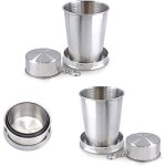 2 pi�ces gobelet pliable acier inoxydable gobelet retractable 150 ml verre de voyage pliable avec porte ...
