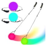 Balles led - 2 pices - caoutchouc souple - 9 modes lumineux - corde rglable