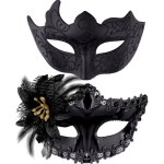 2 pi�ces masque v�nitien couple femme homme bal masqu� pour les yeux pour halloween mascarade carnaval ...