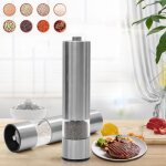 2 pices moulin  poivre lectrique led avec broyeur en cramique rglable moulin  pices en acier inoxydable ...