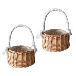 2 pi�ces petites corbeilles osier avec anse paniers en rotin avec anses panier de mariage en paille panier ...