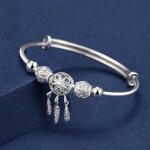 2 pices rglable 925 argent sterling attrape - rves gland plume ronde perle bracelet  breloques et ...