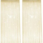 2 pi�ces rideau de fil 100 x 200 cm clignotant rideau perle beige jaune rideaux anti mouche porte entr�e ...