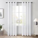 2 pi�ces rideau occultant 140 cm x 240cm blanc voilage � oeillet rideau semi - transparent int�rieurs ...