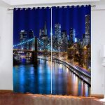 2 pi�ce rideaux occultants vue de nuit de new york oeillets rideaux occultants thermiques 60x120cm[650] ...