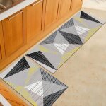 2 pi�ces tapis de cuisine devant evier - noir gris