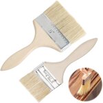 2 pinceaux plats 70 / 115 mm manche bois poils naturels pour vitrifier vernir lasure peinture murale ...